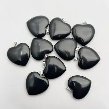 moda 30mm Obsidyen kalp sarkaç kolye Kolye takı yapımı için 12 adet yüksek kalite charms yeni hediye aksesuarları toptan