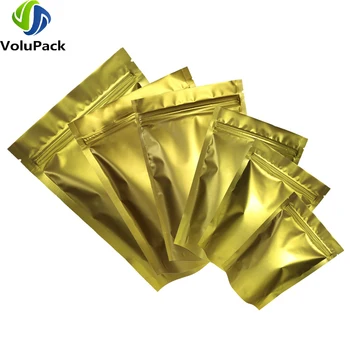 Özel LOGO kabul 100X dayanıklı mat altın kilitli metalik Mylar ambalaj poşetleri ısı yapışmalı Stand Up Zip kilit çanta torbalar