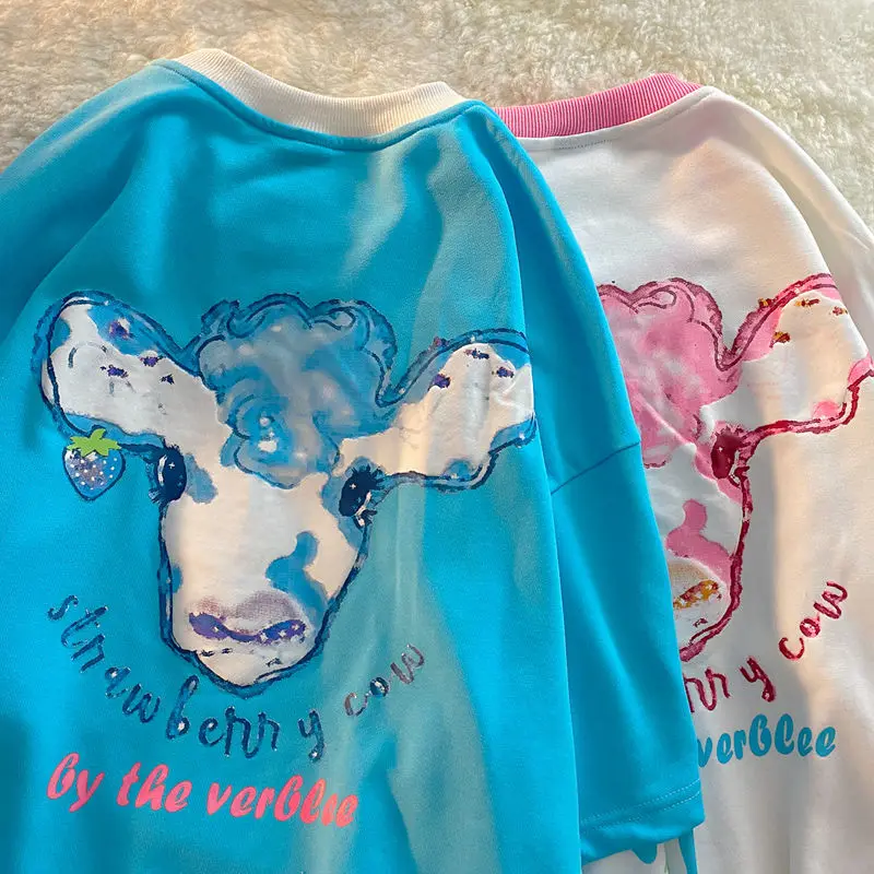 2022 Sonbahar Kış Yeni Tatlı Kadın Kapşonlu Hoodies Japon Harajuku Streetwear Tişörtü Tiki Tarzı Baskı Kawaii Hoodie