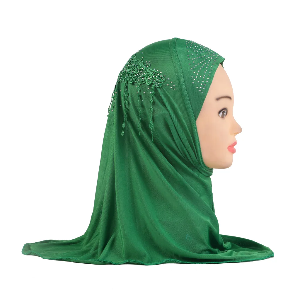 Arabesk ve Müslüman kadın Moda Eşarp Küçük kız buz ipek kaplama dantel sıcak matkap başörtüsü