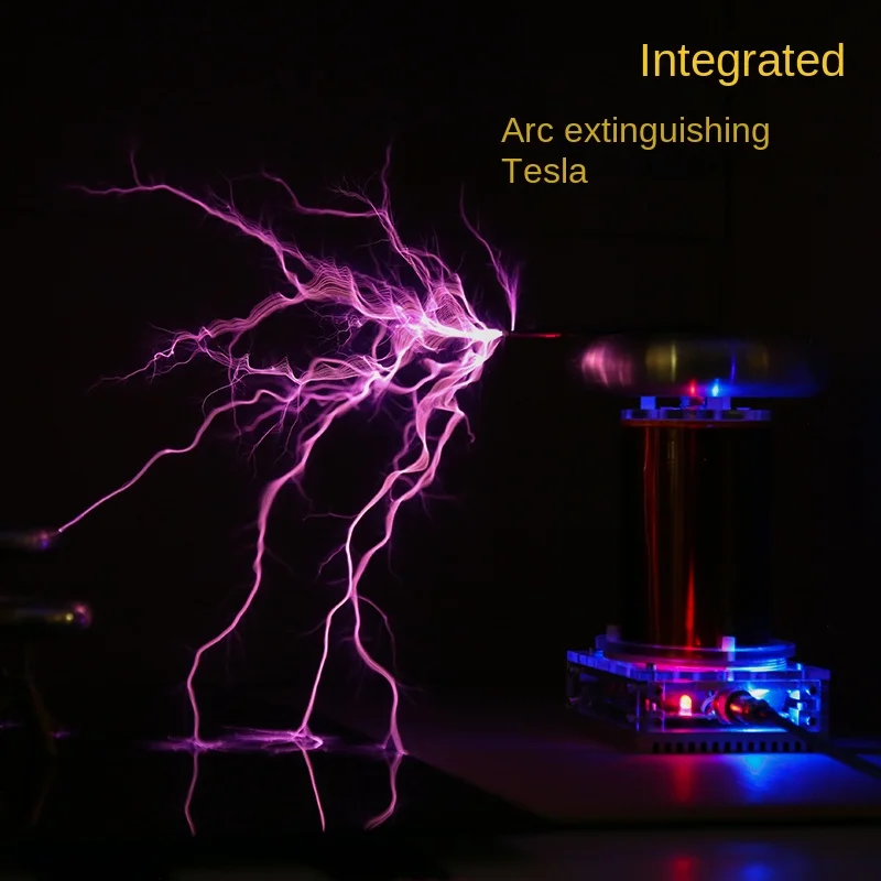 Yeni Müzik Tesla Bobini SSTC Ürün Yüksek frekanslı Jeneratör Ateşleme Yıldırım Modeli Entegre Ark Söndürme Tesla 20cm