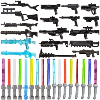MOC askeri yapı taşı asker figürü silah silah gümüş ışık çubuğu kılıç silah askeri tuğla hediye oyuncaklar çocuk J029