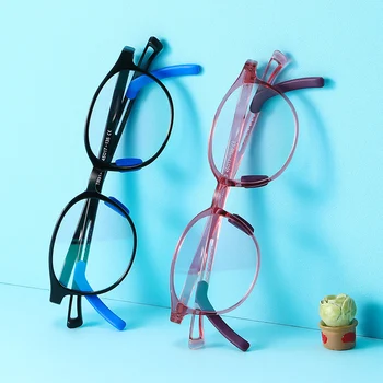 2020 Gençler Anti mavi ışık gözlük TR90 Çocuklar ayarlanabilir kol 0 Derece Lens Optik Anti yansıtıcı Bilgisayar Gözlükleri İle Kulak Tutucu