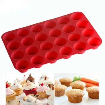 Mini Muffin 24 Delik Silikon Yuvarlak Kalıp DIY çikolatalı mus Jöle Puding Pasta Dondurma Tatlı Ekmek Bakeware Pan Aracı