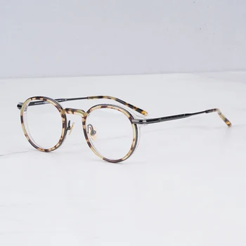 Japon Masuna ANEMON Gözlük Çerçeve Amber Renk Erkekler için Klasik Vintage Tasarım Hafif Titanyum Miyopi Gözlük
