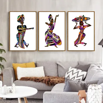 HAOCHU 12 Türleri Etnik Gümrük Dans Kızlar Kadınlar Şekil Resim Baskı Tuval Boyama Soyut sanat posterleri Ev Dekor için