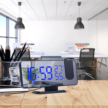 Projeksiyon çalar saat Otomatik Kapanma dijital alarmlı saat Projektör Hafıza Fonksiyonu Dijital Projektör Saati Ev Yatak Odası Ofis için
