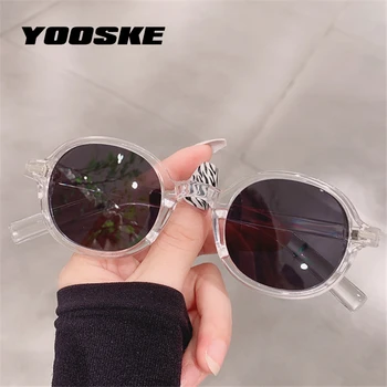 YOOSKE Kadın Polarize Yuvarlak Güneş Gözlüğü 2022 Erkekler Marka Tasarımcısı Küçük Vintage güneş gözlüğü Şeffaf Gözlük Bayanlar için UV400