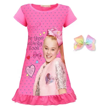 Yüksek kaliteli Kız Elbise jojo siwa Elbise pijama çocuk pijamaları moda Tasarım Çocuk kız Elbise Prenses Vestidos 6-14Y