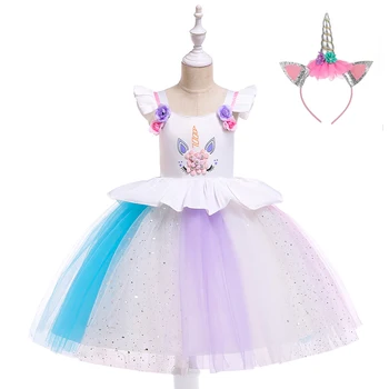 Yeni bebek kız elbise çocuk kız cosplay balo elbise parti elbise headdress ile çocuk kız prenses elbise DJS006