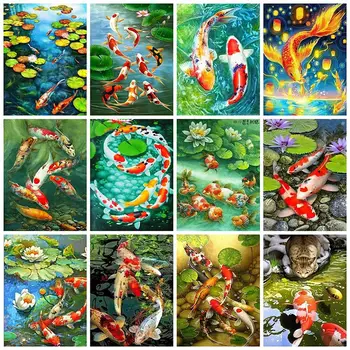 Büyük 5d Elmas Boyama Balık Çapraz Dikiş kitleri Sazan Tam Elmas Mozaik Taklidi Sanat Nakış Resim ev duvar dekoru Hediye