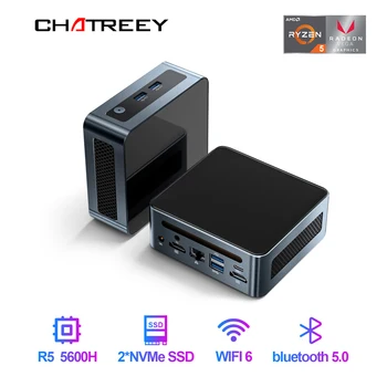 Chatreey AN1P AN2P Mini PC Ryzen 5 5600H R7 5800U Oyun Masaüstü Bilgisayar NVME SSD WIFI6 HDMI DP Windows 11 Pro