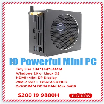 Küresel Oyun Mini PC i9 9880H 8 Çekirdekli 16 Konuları Max 64GB DDR4 2666MHz Mini PC Sunucu Win10 Pro AC Wifi 4K HDMI Mini DP