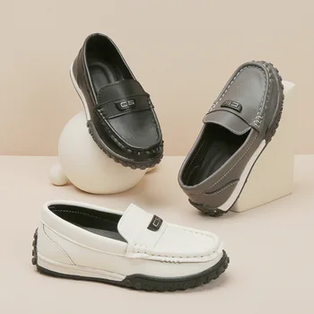 Erkek Ayakkabı çocuk Moda deri ayakkabı Çocuklar Loafer'lar Slip-on Nefes Yumuşak Taban Rahat Moccasins Basit 2023 Bahar Yeni