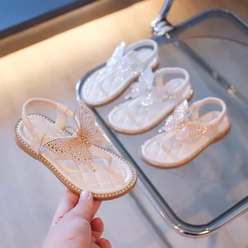 Kızın yaz yeni moda sevimli kelebek Prenses Ayakkabı çocuk rahat elastik sandalet