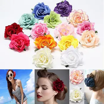 70 % Sıcak Satış Kadınlar Tatlı Büyük Gül Çiçeği Çiçek Düğün Gelin saç tokası Saç Tokası Broş Pin