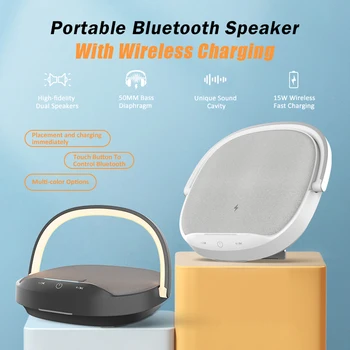Youpin Kablosuz Şarj Bluetooth müzik hoparlörü LED masa lambası Taşınabilir Gece Lambası Yatak Odası Banyo Akıllı Telefon için Akıllı Ev