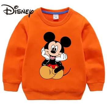 Disney Çocuk Hoodie Mickey Mouse Karikatür 2023 bahar uzun kollu elbise Yuvarlak Boyun Moda Yeni Hoodies & Tişörtü