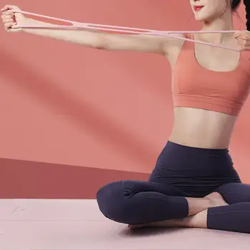 Elastik Direnç Döngü Ev için Ev Yoga egzersiz bandı Egzersiz Şekil 8 TPR Geri Omuz Boyun Germe Yoga