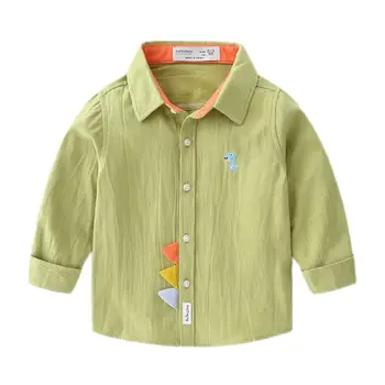 Kollu Gömlek Erkek Çocuklar 2023 Bahar Moda çocuk giyim Erkek Tam kollu Karikatür pamuk gömlekler 2-8 Yıl Çocuklar Dış Giyim