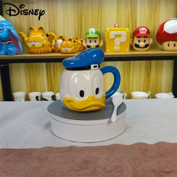 Disney Donald Ördek Kupalar Seramik Sevimli Karikatür kapaklı kupa Estetik Lüks Su Kahve süt kupası Yaratıcı Hediyeler Ev Ofis Bardak