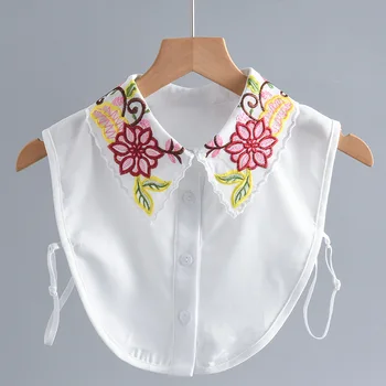 Moda Kadın Gömlek Ayrılabilir Yaka Çiçek Nakış Yaka Sahte Yaka Bluz Tops Yarım Gömlek Yanlış Yaka Dekoratif