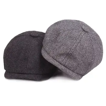Çizgili Sekizgen Şapka Çizgili Sekizgen Şapka Kış Yüksek Kalite Sıcak Pamuk Bere Erkek Şapka Hediyeler Ressam Noel Newsboy Erkekler için