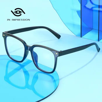 Kore versiyonu büyük çerçeve kadın bilgisayar şeffaf gözlük öğrenciler Anti-mavi ışık eksi gözlük bitmiş 50-600 derece Gafas