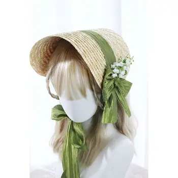 Lolita Hasır Fascinator Şapkalar Kadınlar için vadi zambağı Yeşil Şerit Kokteyl Parti Gelin Düğün Fascinator Şapka Başlığı