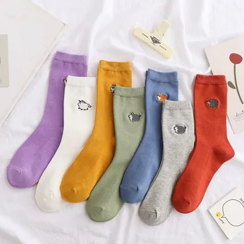 Yeni şeker renkli orta tüp çorap erkekler ve kadınlar için işlemeli yavru Corgi pamuk çorap kadınlar için Ücretsiz kargo
