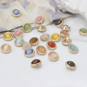 10 ADET Taş Metal Düğmeler 11mm Yuvarlak Parlak Mücevher Düğmeleri Kadın Etek Ceket Düğmeleri Giyim Aksesuarları