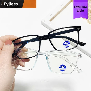 Şeffaf bilgisayar gözlük çerçeve kadın erkek Anti mavi ışık kare gözlük plastik menteşe gözlük optik gözlük gözlük