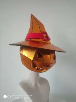 Cadılar bayramı Sihirbazı Şapka Altın Ayna Kabak Başlık Kask gece kulübü parti akşam cosplay prop gelecek teknoloji maskesi
