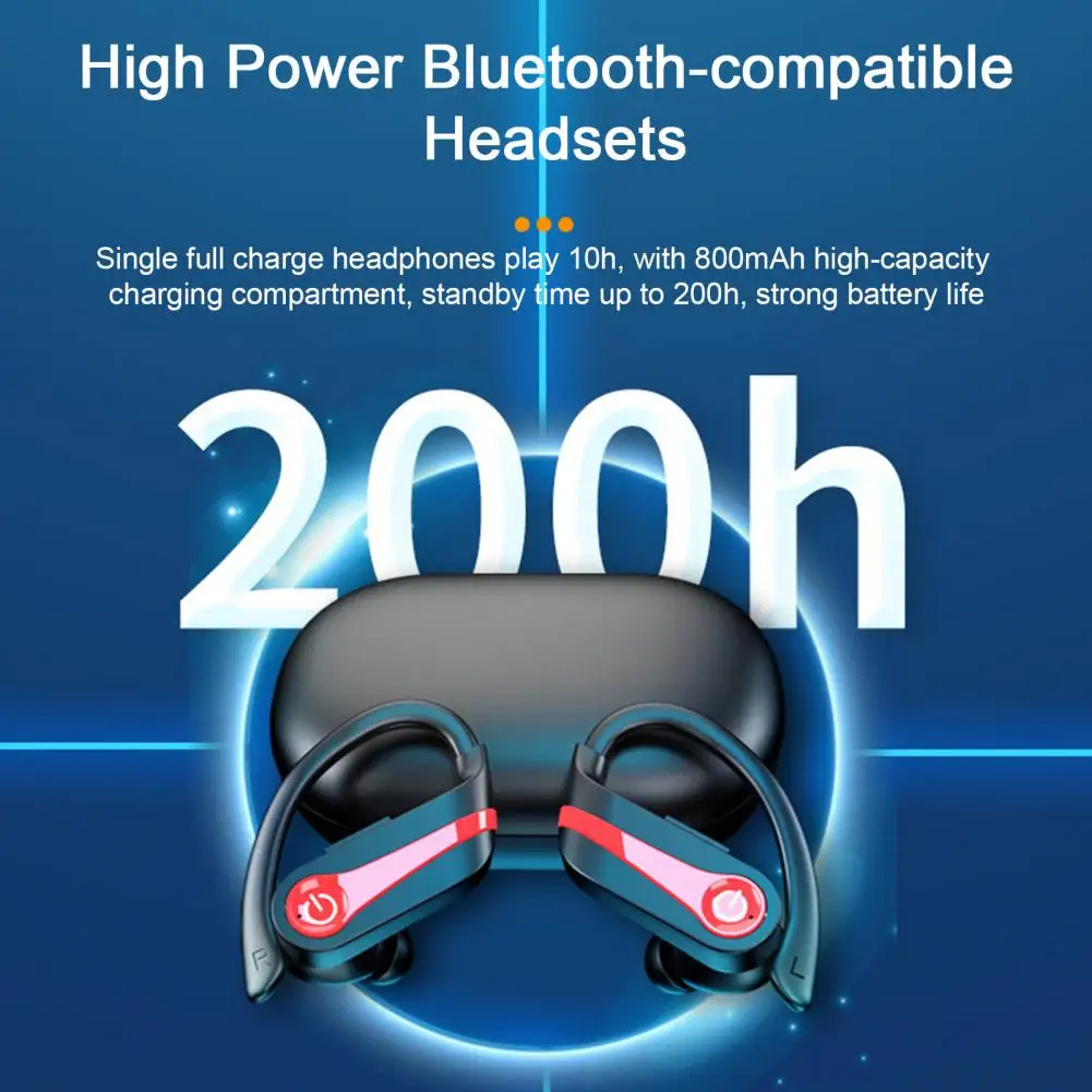 1 Takım Taşınabilir 5.3 Bluetooth uyumlu Kulak Asılı Yüksek Güç Bluetooth uyumlu Kulaklıklar Cep Telefonu Kaynağı