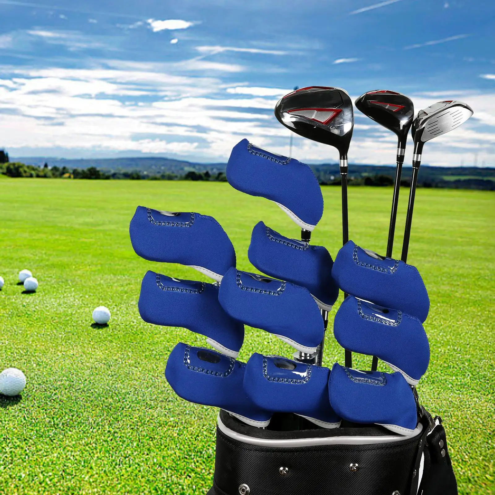 10 Adet Golf Kulübü Headcovers Golf Takozlar Headcovers Görünür Pencere Golf Demir Golfçüler için Set Kapakları