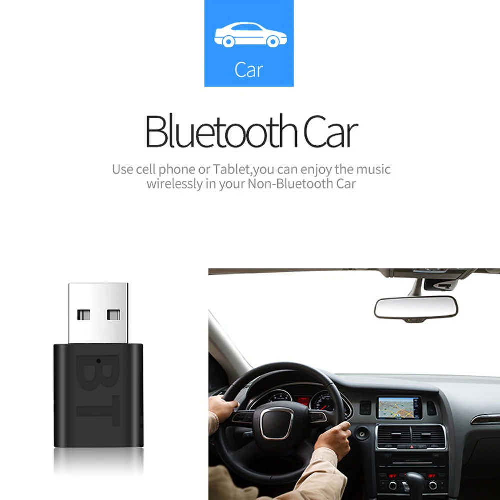Bluetooth USB BT5. 0 Verici Alıcı Mini 3.5 MM AUX Ses Kablosuz Adaptör LED Göstergesi 2 İn 1 Araç Kiti USB Dongle Adaptörü