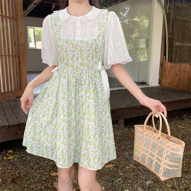 Büyük Boy Bayan Zerdeçal の Tatlı Bebek Led Tatil iki Japon Kız Şifon Elbise
