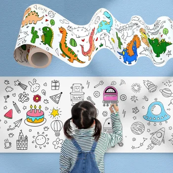 Çocuk Çizim Rulo Yapışkan Renk dolum kağıdı Graffiti Kaydırma Boyama kağıt rulosu Çocuklar için DIY Boyama Eğitici Oyuncaklar