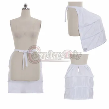 Cosplaydiy Ortaçağ Victoria Telaş Elbise Kombinezon Beyaz Çerçeve Pannier Kabarık Etek Jüpon Kombinezon L320