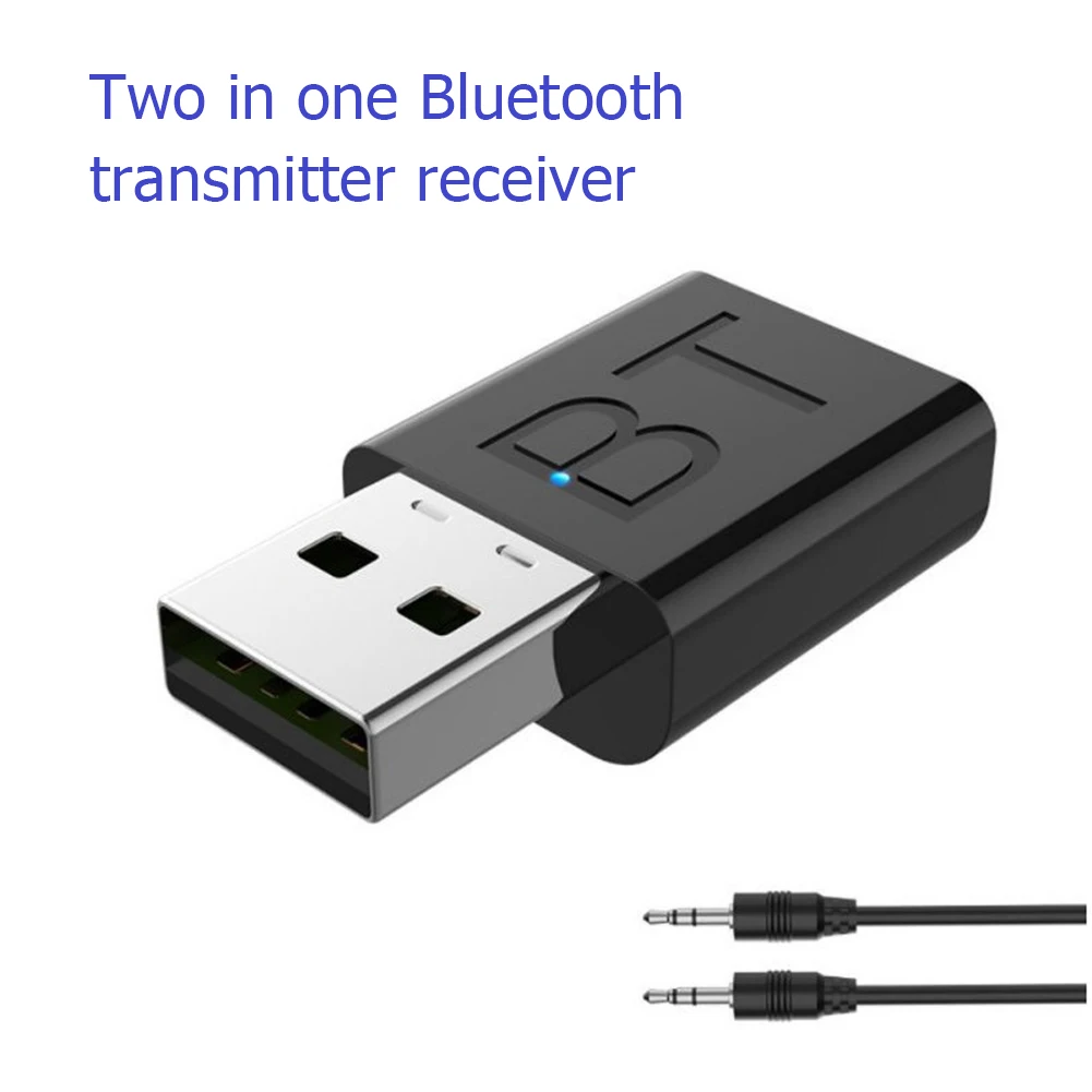 Bluetooth USB BT5. 0 Verici Alıcı Mini 3.5 MM AUX Ses Kablosuz Adaptör LED Göstergesi 2 İn 1 Araç Kiti USB Dongle Adaptörü