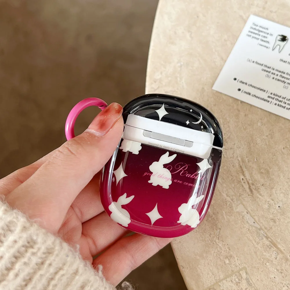 Degrade Yıldız Tavşan Aşk Kalp Elmas Sticker Kılıf Apple Airpods İçin Pro Yıldız Kablosuz Kulaklık Kapağı Airpod İçin 1 2 3 Fundas