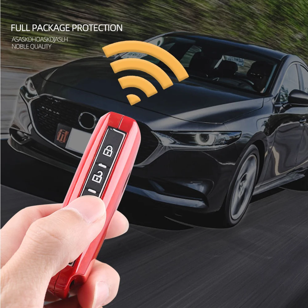 Onarım Cilt Uzaktan 3 Düğmeler Araba anahtarı durum cüzdan seti kapak anahtarlık Mazda 3 2020 İçin Axela Akıllı Çinko alaşımlı Karbon fiber Renk