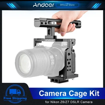 Andoer C15-B kamera kafesi+Üst Kolu Kiti Alüminyum Alaşımlı Soğuk Ayakkabı Dağı kamera kafesi ile Uyumlu Nikon Z6 / Z7 DSLR Kamera