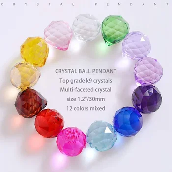 Kristal Yönlü Avize Topları 15mm-40mm Mix Renk Feng Shui Aydınlatma Kolye Cam Prizma PartsSuncatacher Düğün Dekoratif