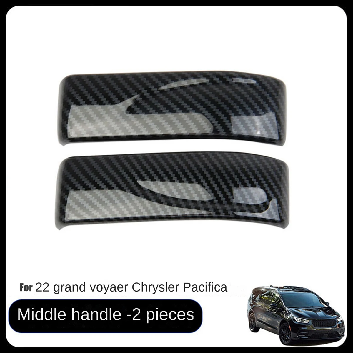 Chrysler Pacifica 2022 + için Araba İç Mekanlar Karbon Fiber Orta Kapı Kolu panel dekorasyon Kapak Trim