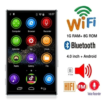 Taşınabilir Tam Dokunmatik Ekran MP3 Çalar Bluetooth HiFi Ses Müzik WiFi MP4 Video Oynatıcı Desteği FM Radyo Kaydedici Walkman İçin