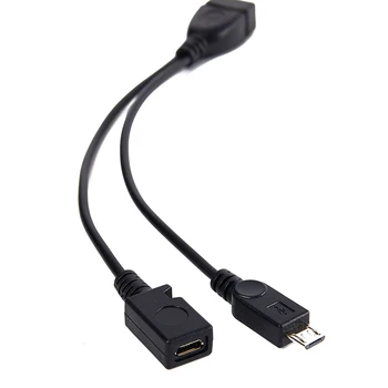 1 Adet 2 İn 1 OTG Mikro USB Host Güç Y Splitter USB Adaptörü Mikro Harici Güç Kaynağı İle Bağlı