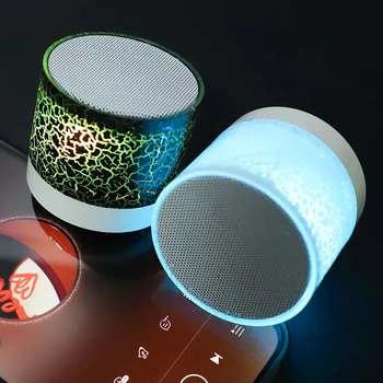 Bluetooth Mini Hoparlör Kablosuz Hoparlör Renkli Çatlak LED TF Kart USB Subwoofer Taşınabilir MP3 Müzik Ses Sütun Akıllı Telefonlar İçin