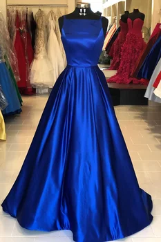 Spagetti Kayışı Kraliyet Mavi balo kıyafetleri 2023 Yeni Kolsuz Kat Uzunluk Siyah Kız Bir Çizgi Örgün Akşam Partisi Törenlerinde Elbise