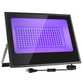 100W UV projektör LED siyah ışık floresan sahne lambası ultraviyole LED siyah ışık su geçirmez projektör parti dekor